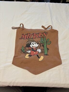 Disney Brown Mickey Western Graphic Womens Handkerchief top